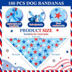 Aliceset 180 Pcs 4th of July Dog Bandanas Bulk Patriotic Dog Bandanas - Image 2