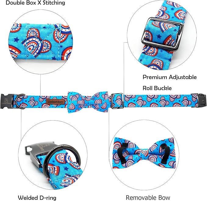 Lionheart glory American Flag Dog Collar, 4 of July Dog Bow Collar Heavy Duty - Image 2