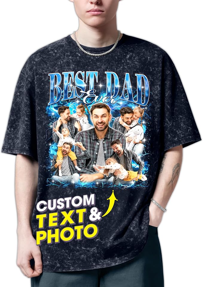 H-DEWALL Custom T Shirts Mineral Wash Tshirt Bootleg Rap Tee Customized Gifts by H-DEWALL