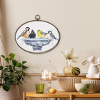 DILSJ Bird Oval Wall Art Decor, Country Bird Bath Canvas Wall Art Framed - Image 3