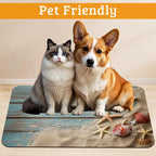 Sand Starfish Dog Cat Food Mat, Wood Board Absorbent Waterproof Placemat - Image 2