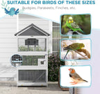 PawHut Wooden Bird Aviary, Three Doors, Perches - Image 5