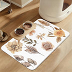 Floral Palm Leaves Dog Cat Food Mat–Christmas Stocking Absorbent Waterproof by LUTASER