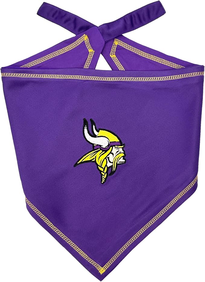 Pets First NFL Minnesota Vikings TIE Bandana, Size Small/Medium. Dog Bandana by PETSFIRST