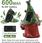 Gnome Solar Garden Statue with 3 LED Lights, Mushroom-Picking Gnome Statue - Image 3
