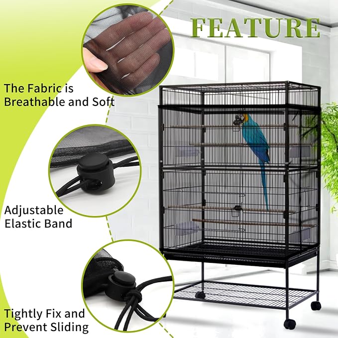 Daoeny Bird Cage Seed Catcher, Large Bird Cage Cover, Adjustable Soft Airy - Image 4