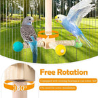 Rotating Bird Perches Toy, Interactive Spinning Parrot Parakeet Toys, Wooden - Image 2