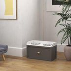 PawHut Feeding Station with Storage Drawer, Food Storage Cabinet with 2 - Image 9
