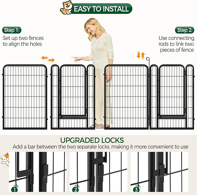 Yaheetech Dog Playpen Outdoor, 40 inch 6 Panels Dog Pen Indoor Heavy Duty Puppy - Image 6
