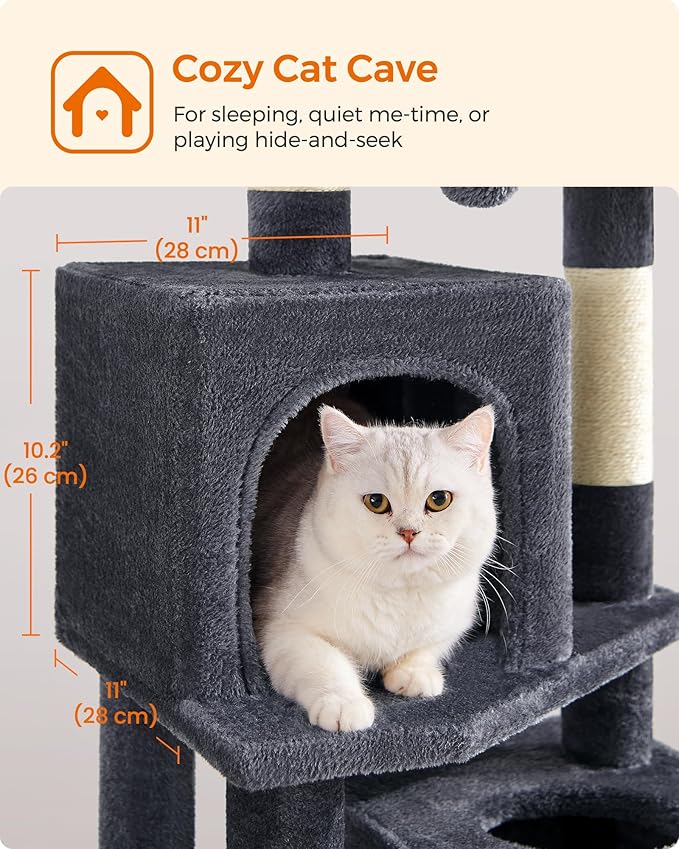Feandrea Cat Tree, 59.5-Inch Tall Cat Tower, Plush Multi-Level Condo - Image 6