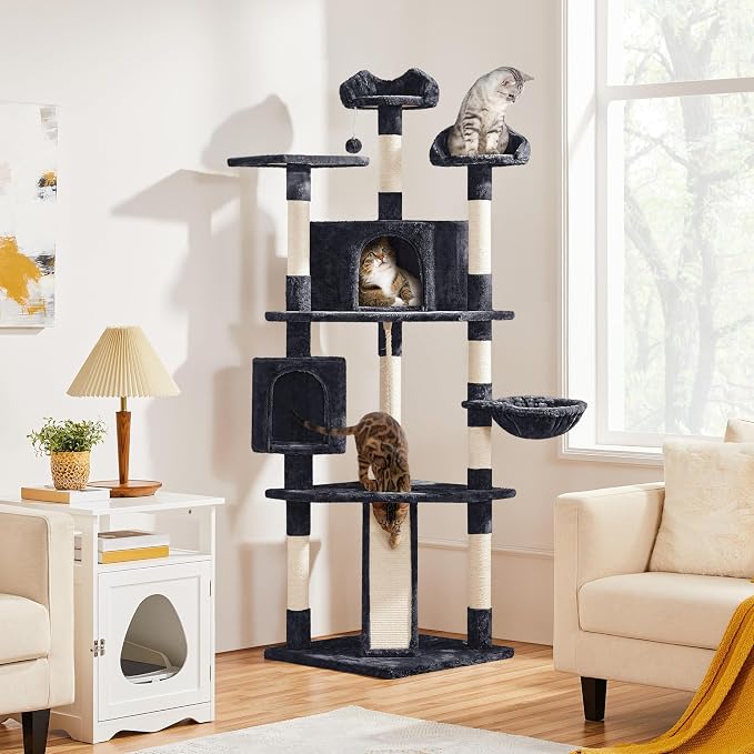 Yaheetech 79 in Cat Tree Tower, Comfy Basket, Sisal Scratching Posts - Image 9