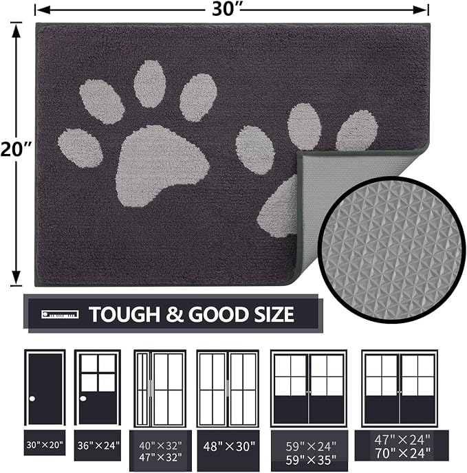 Buganda Dog Door Mat for Muddy Paws, Absorbent Dirt Trapper Washable Indoor - Image 2