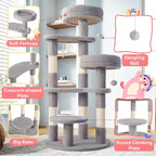 Allewie 55.5 in Cat Tree for Indoor Kitties/Soft Plush Perches/Multi-Level Cat - Image 4