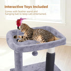 Cat Tree with Self-Grooming Brush and Interactive Toys, Cat Tree Tower - Image 7