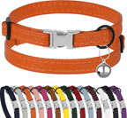 Leather Cat Collar with Buckle and Removable Bell by BUDKAS