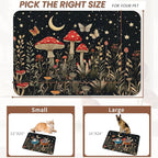 Red Mushrooms Pet Feeding Mat, Wildflower Plant Butterfly Absorbent Quick-Dry - Image 2