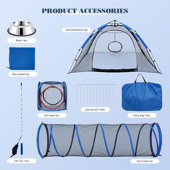 Outdoor Cat Enclosure -Portable Pet Playpen - Image 7
