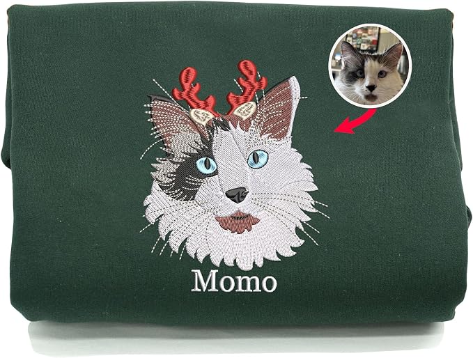 NAZENTI Custom Photo Pet Embroidered Sweatshirt, Custom Dog Face Embroidered by Nazenti