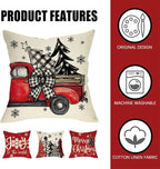 Fahrendom Merry Christmas Decorative Throw Pillow Covers 18 x 18 Set of 4 - Image 4