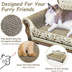 Luxury Cardboard Cat Scratcher Sofa Bed, Couch Shaped Scratching Board - Image 2