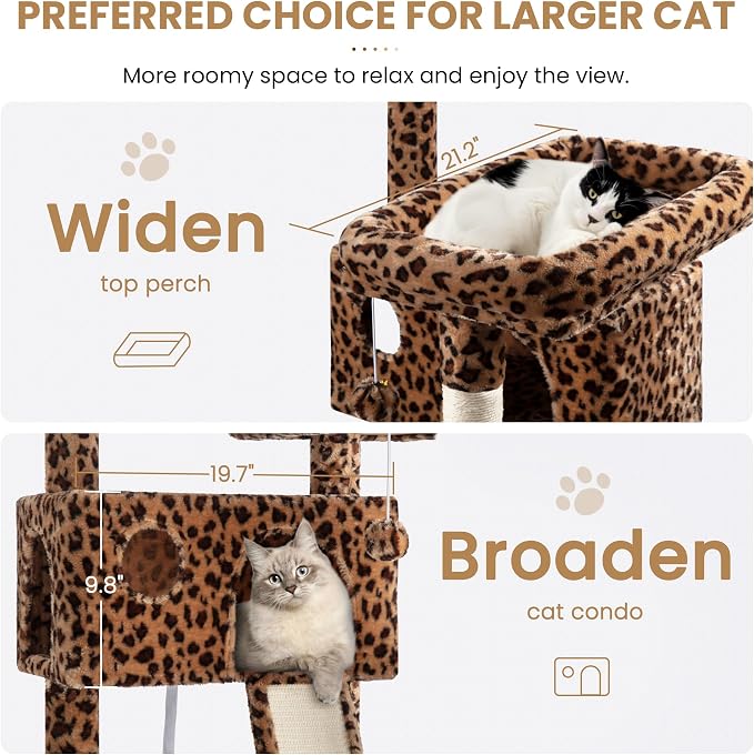 SHA CERLIN 65in Larger Cat Tree Tower Condo - Image 3