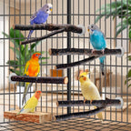 Bird Toys Parakeet Perch Budgie Perch Wood Stand Fork Toys Multi-Branch Perch - Image 3