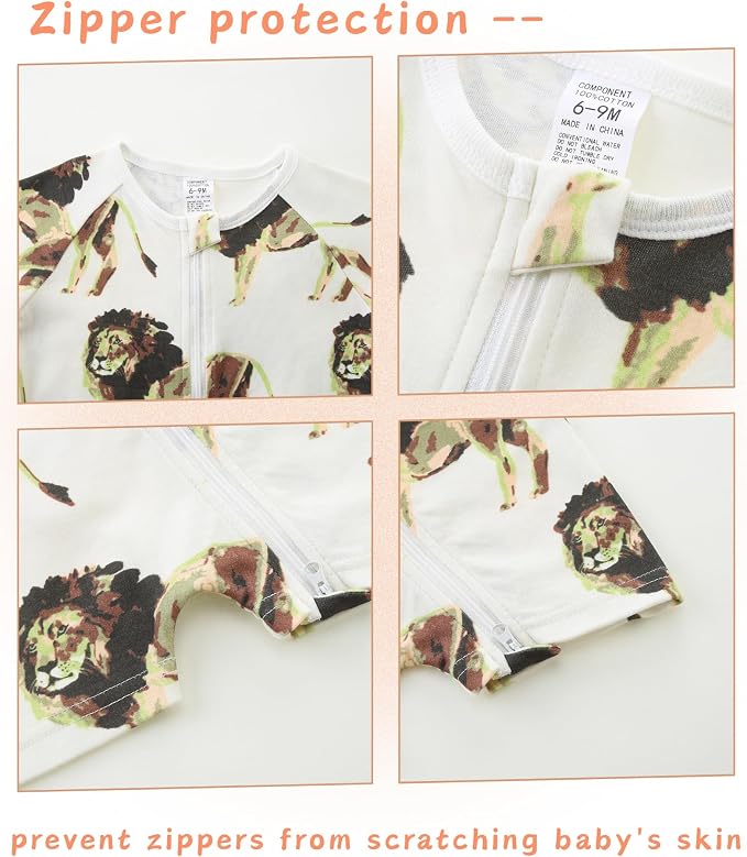 Unisex Summer Trendy 2-Pack Rompers Short Sleeve Zipped Bodysuit Infant Cotton - Image 4