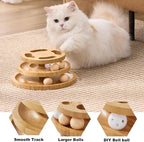 Cat Ball Track Toy with Puzzle Top and DIY Bell, Wooden Cat Toys - Image 4