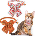 SCENEREAL Fall Cat Collar with Bell & Stylish Bowtie, Turkey Maple Leaf Pattern by SCENEREAL