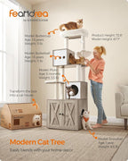Feandrea Cat Tree with Litter Box Enclosure, 70.1-Inch Tall Cat Tower, 2-in-1 - Image 2