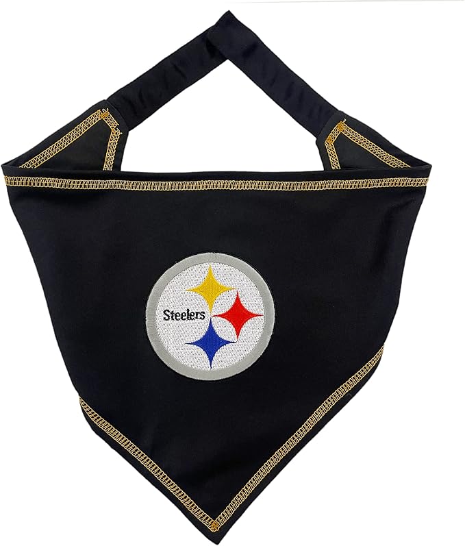 Pets First NFL Pittsburgh Steelers TIE Bandana, Small/Medium. Dog Bandana Scarf by PETSFIRST