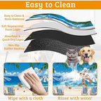 Pet Feeding Mat, Sea Beach Absorbent Dog Cat Food Mat Palm Tree Dog Mat - Image 5