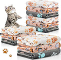 Tegeme 12 Pcs Pet Blankets Soft Fluffy Fleece Dog Cat Warm Paw Print Pattern by Tegeme
