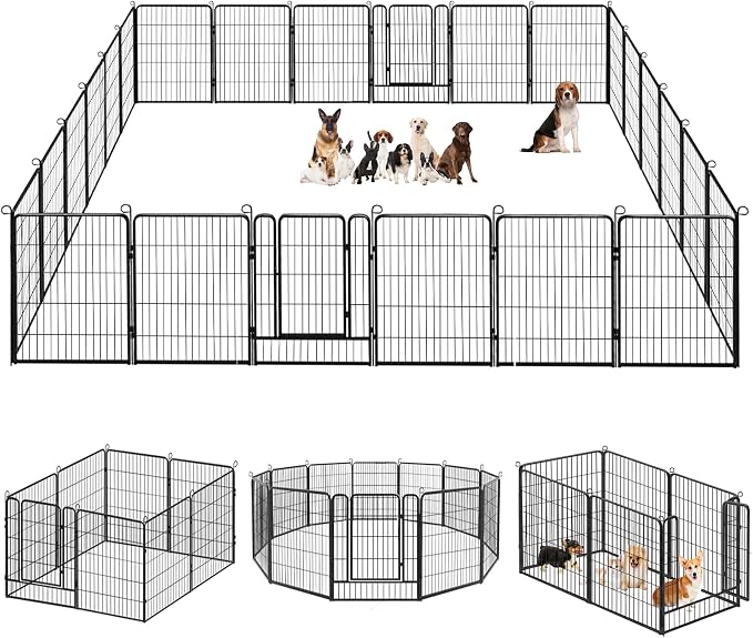 Dog Playpen, 32inch 20 Panels Outdoor Dog Fence Indoor Dog Pen Anti-Rust Pet by Jhsomdr