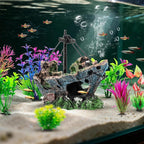8Pcs Fish Tank Decorations Set Sunken Ship Decoration, Resin Material Fish Tank - Image 3