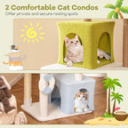 Tangkula 71 Inch Tall Cat Tree, 2 Cat Condos, Artificial Plant, Hanging Toys - Image 5