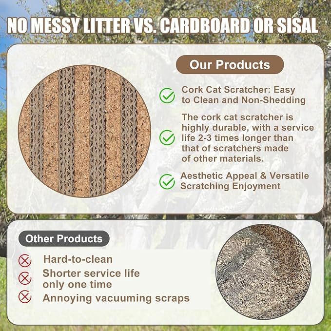 Natural Cork-Cat Scratch mat-Cat Scratch Pad Rug-cat Couch Protector-Scratch - Image 3