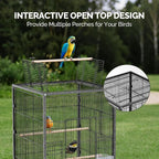 VINGLI Bird Cage with Wheels, Durable Wrought Iron Parakeet Cage with Slide Out - Image 3