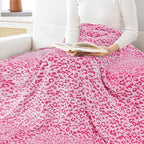 Bnuitland Pink Leopard Print Flannel Throw Blanket, 300 GSM Double Sided Fuzzy - Image 3