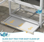 PawHut Wooden Bird Aviary, Three Doors, Perches - Image 3