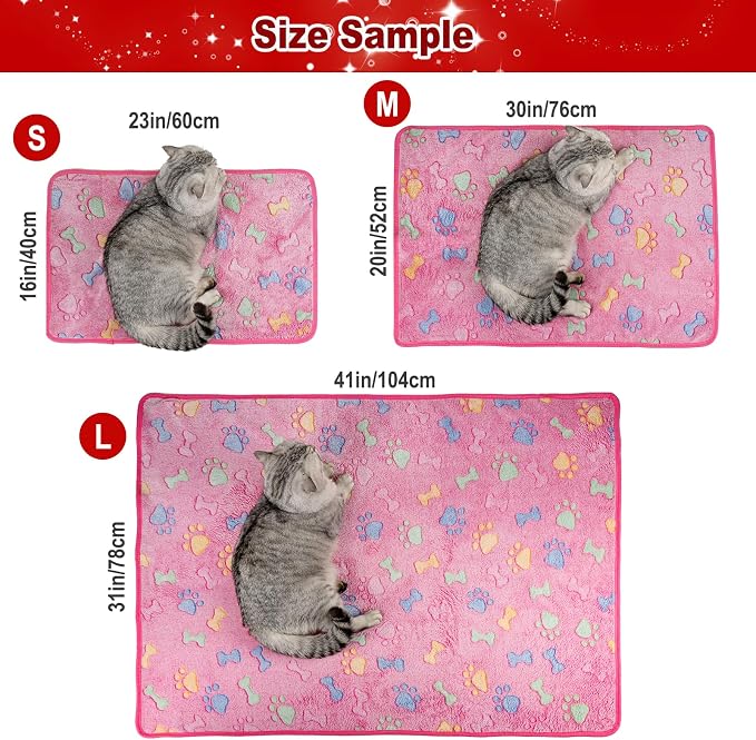 Dono 1 Pack 3 Dog Blankets, Soft Fluffy Fleece Pet Blanket Warm Sleep Mat Paw - Image 2