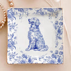 Custom Dog Cat Breed Jewelry Dish, Toile De Jouy Pet Ring Dish, Personalized by Unknown