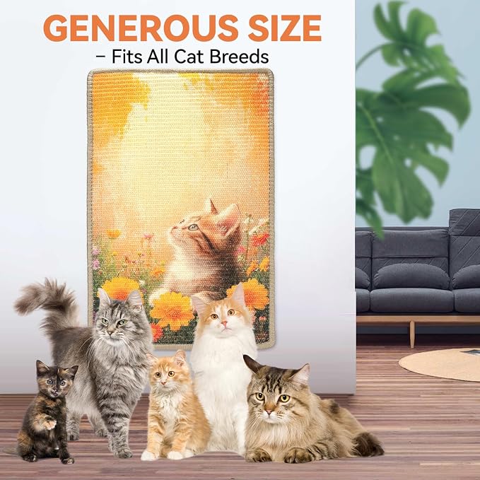 Cat Scratching Mat, 23.6 x 15.7'' Large Sisal Cat Scratch Pad - Image 6