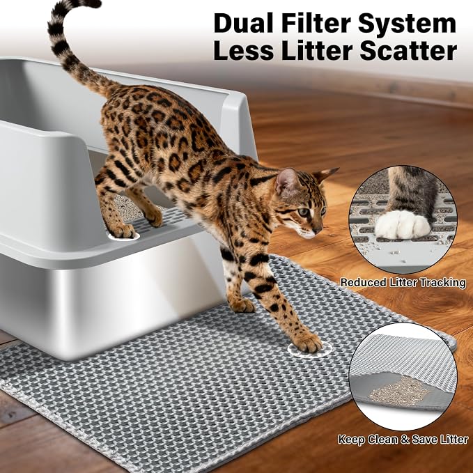 Stainless Steel Litter Box 2 Pack, XL Metal Litter Box - Image 3