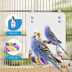 5.9" Bird Mirror with Rope Perch Bird Toys Swing, Comfy Perch - Image 5