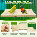 2PCS 13.8x7.9 inches Large Bird Perch Stand Wooden Parakeet Stand Platform - Image 4