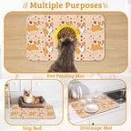 Corgi Feeding Mat, Cute Dogs Absorbent Quick-Dry Cat Dog Food and Water Bowl - Image 7