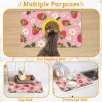 Dog Bowl Mat, Strawberry Pet Feeding Mat - Image 7