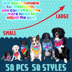 50 Pcs Tie Dye Dog Bandanas Bulk Pet Bibs Colorful Triangle Scarf Tie Dye - Image 3