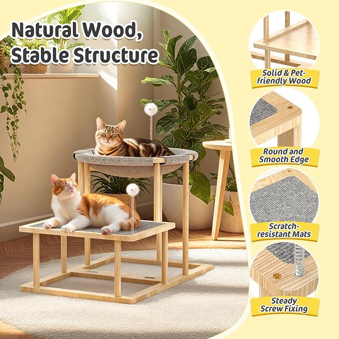 Pawaboo Elevated Cat Hammock Bed, 2-Tier Cats Bed - Image 5